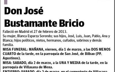 Fallece nuestro socio D. José Bustamante Bricio