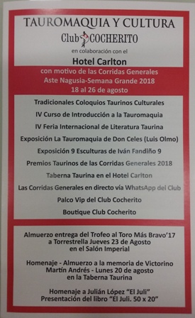 RELACION DE ACTOS DURANTE LA SEMANA GRANDE